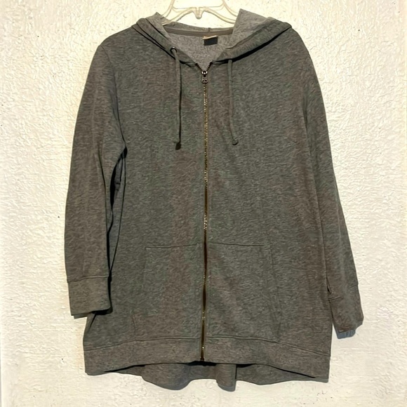 Terra & Sky gray three-quarter length sleeve zip up sweater size 0X/14w - Picture 1 of 8